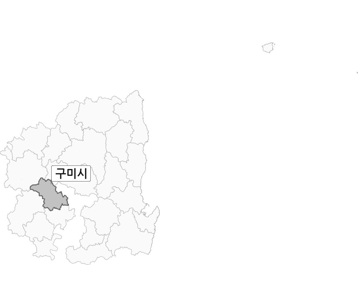 경상북도 범위 내 구미시 행정구역 경계 지도