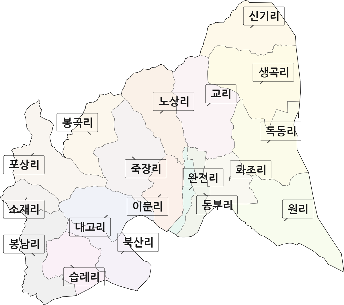경상북도 구미시 선산읍 법정동 리 구분 행정구역 경계 지도