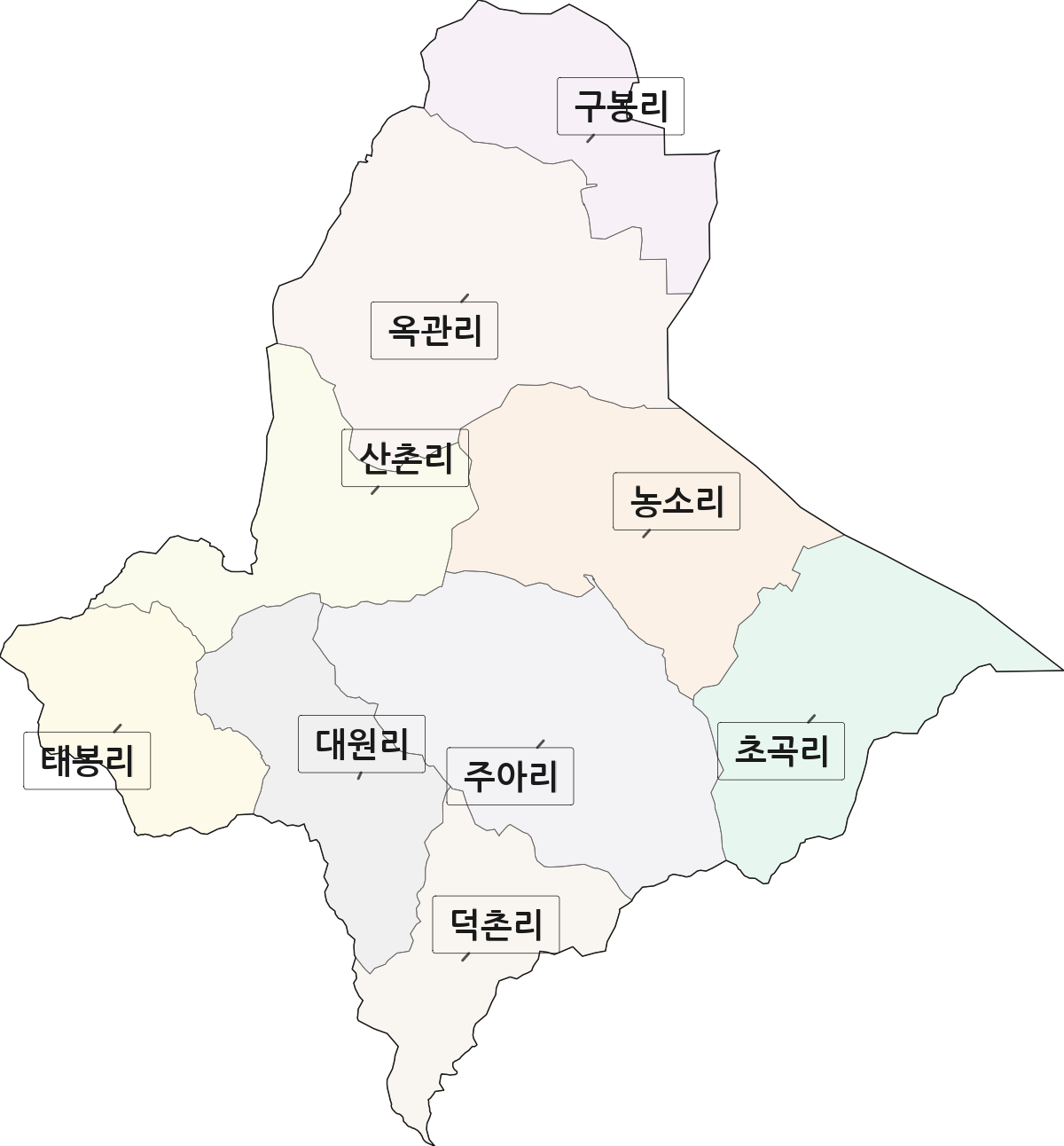 경상북도 구미시 옥성면 법정동 리 구분 행정구역 경계 지도