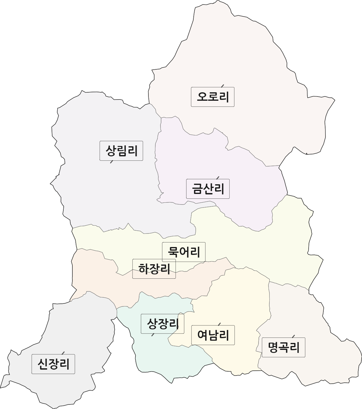 경상북도 구미시 장천면 법정동 리 구분 행정구역 경계 지도