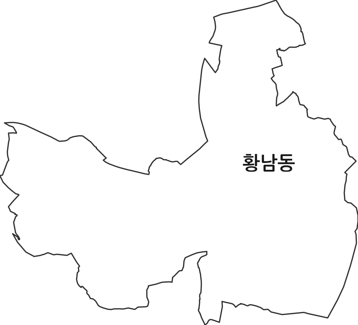 경상북도 경주시 황남동 행정동 행정구역 경계 지도