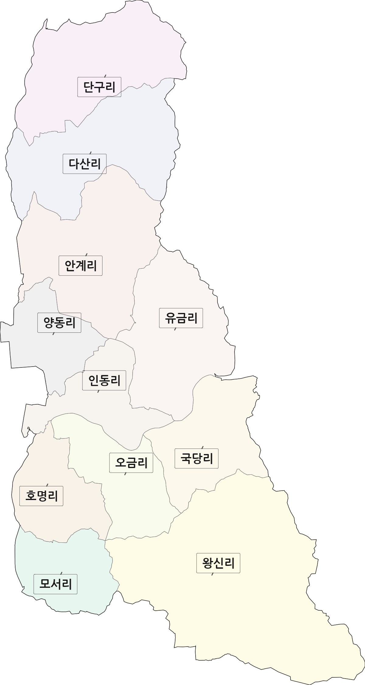 경상북도 경주시 강동면 법정동 리 구분 행정구역 경계 지도
