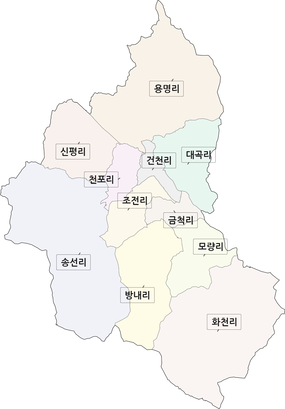 경상북도 경주시 건천읍 법정동 리 구분 행정구역 경계 지도
