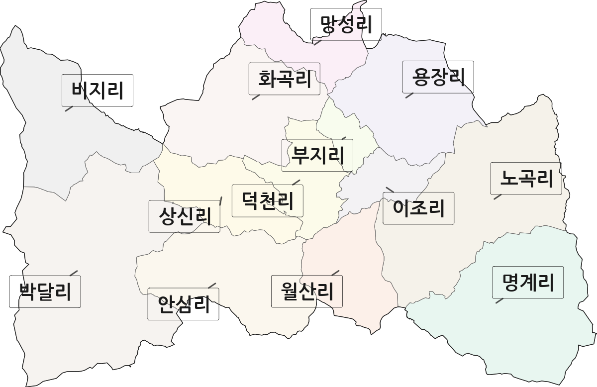 경상북도 경주시 내남면 법정동 리 구분 행정구역 경계 지도