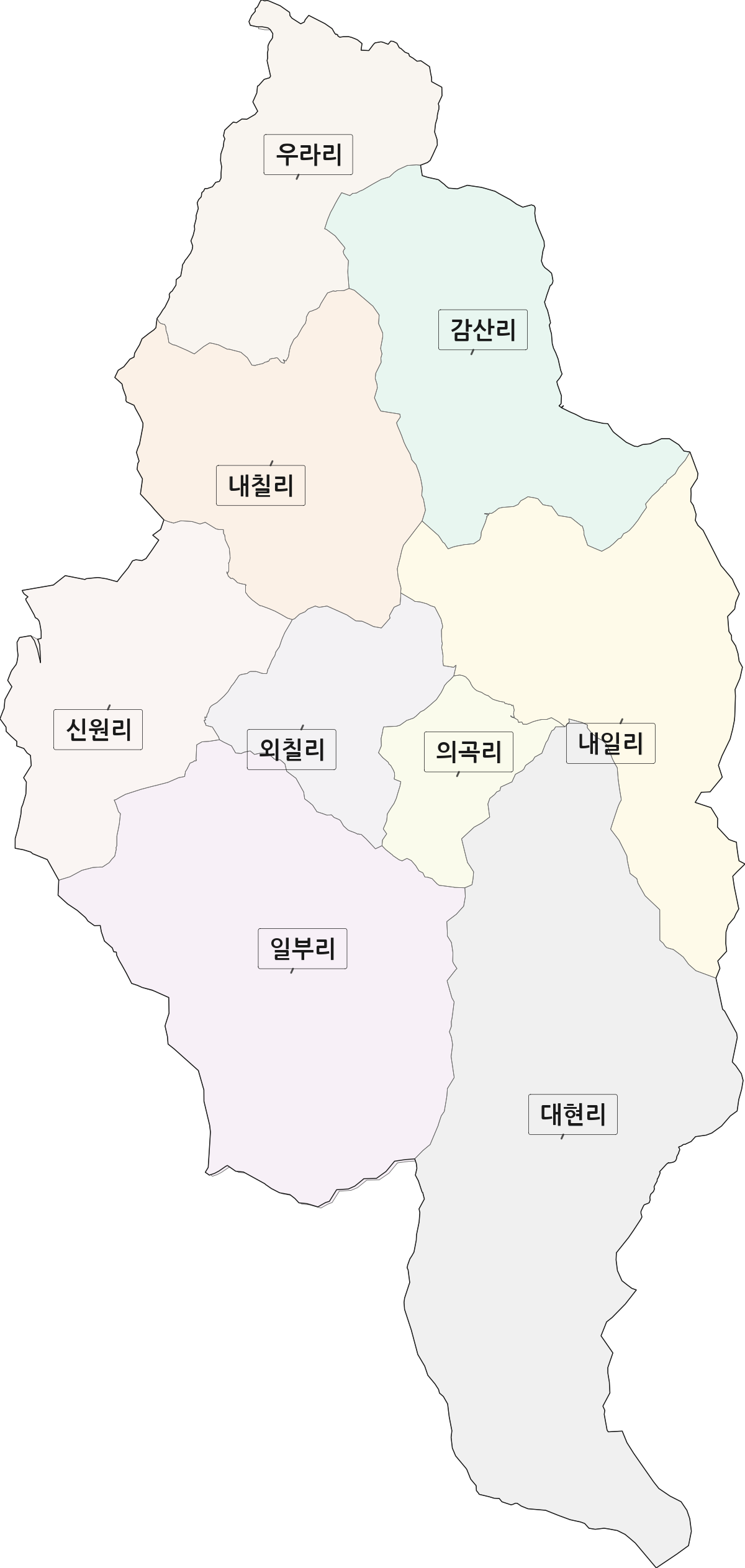 경상북도 경주시 산내면 법정동 리 구분 행정구역 경계 지도