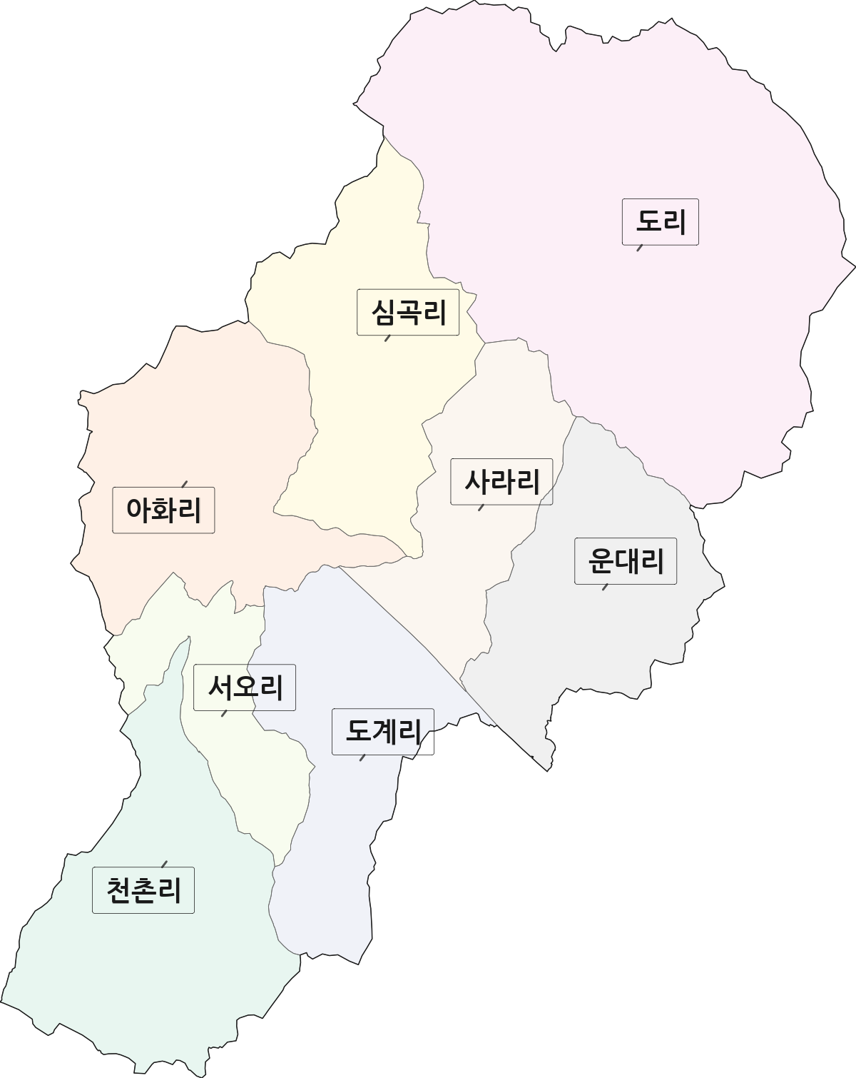 경상북도 경주시 서면 법정동 리 구분 행정구역 경계 지도