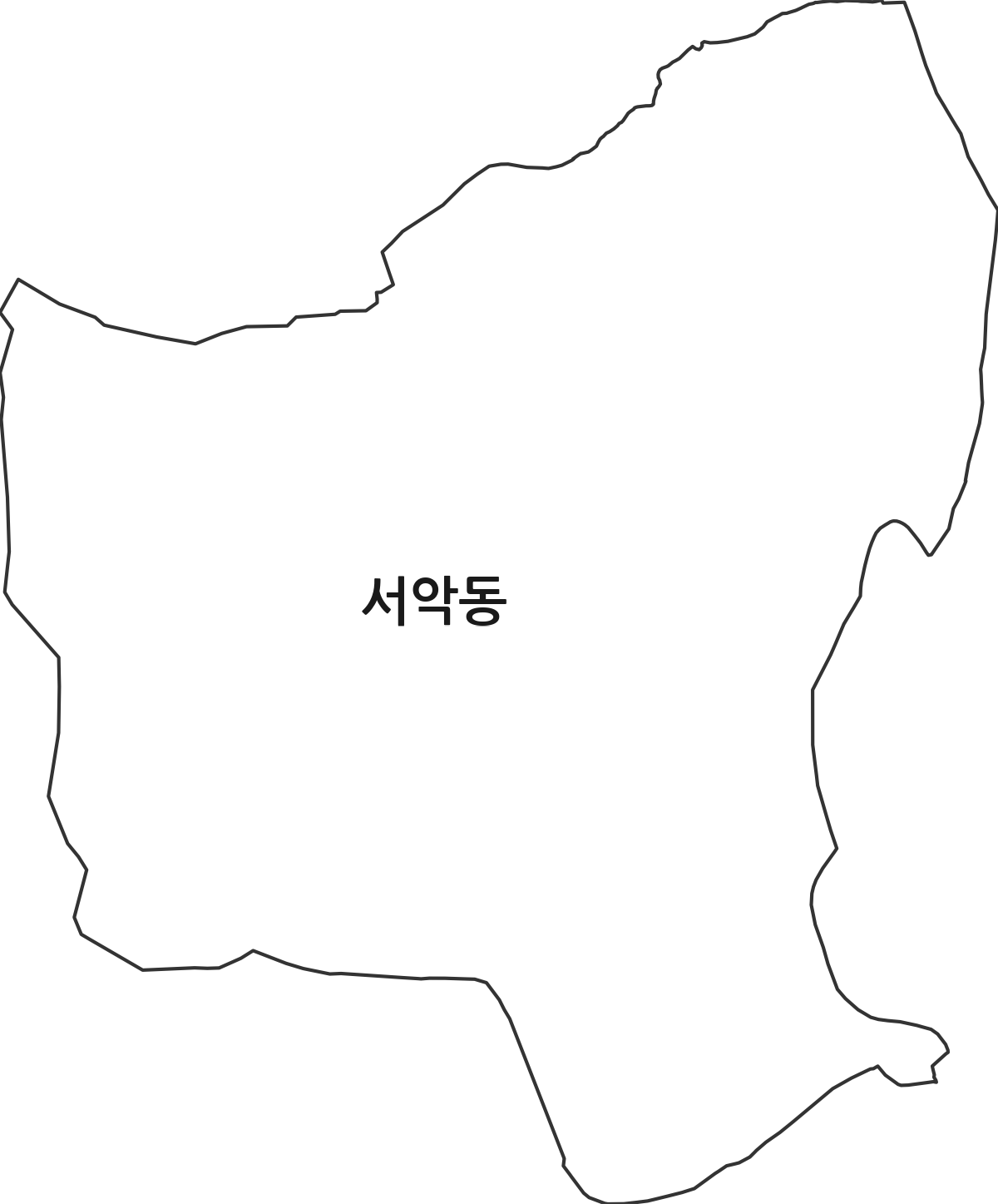 경상북도 경주시 서악동 법정동 행정구역 경계 지도