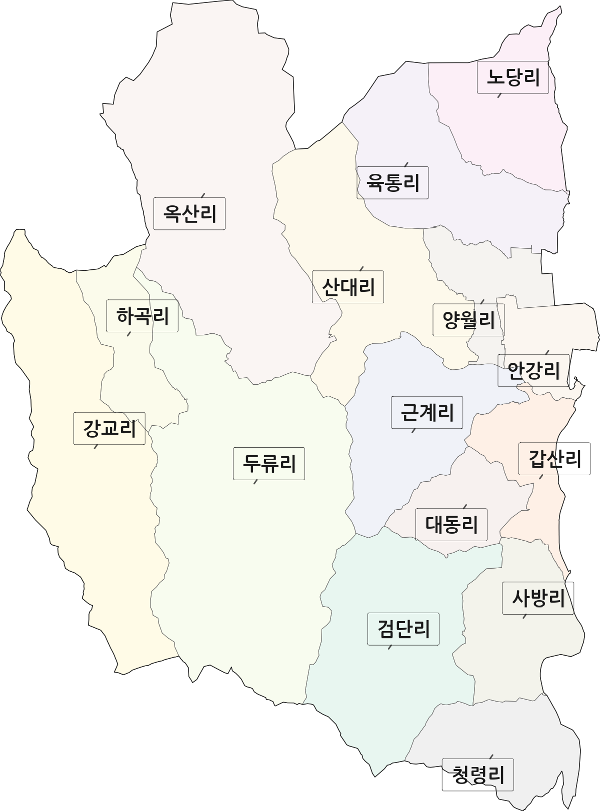 경상북도 경주시 안강읍 법정동 리 구분 행정구역 경계 지도