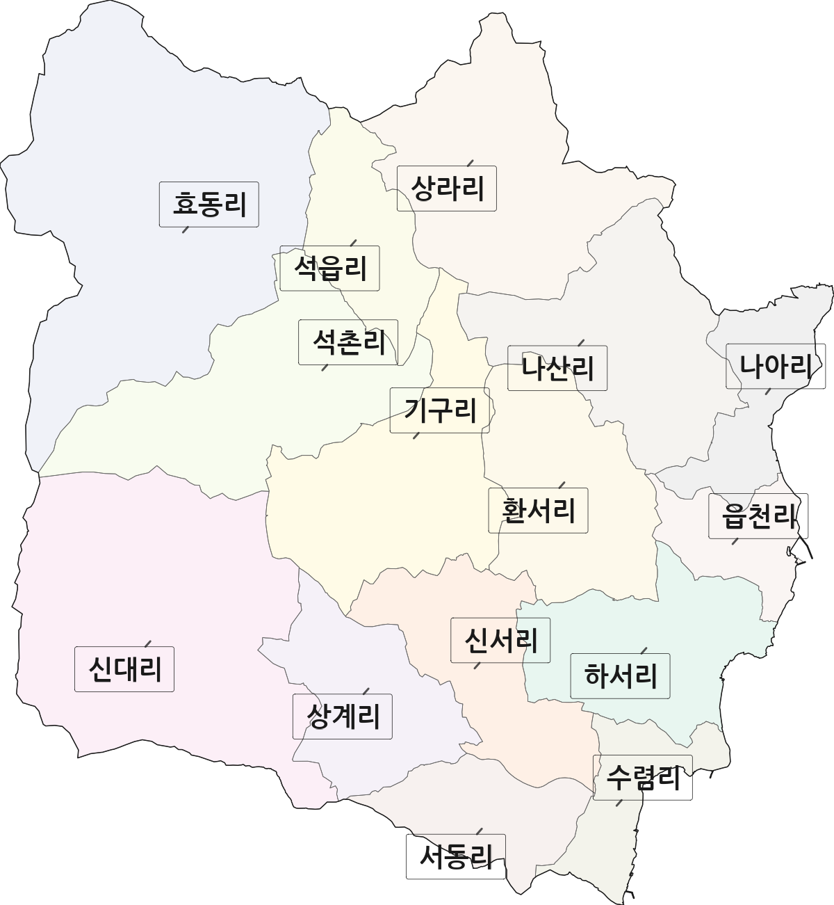 경상북도 경주시 양남면 법정동 리 구분 행정구역 경계 지도