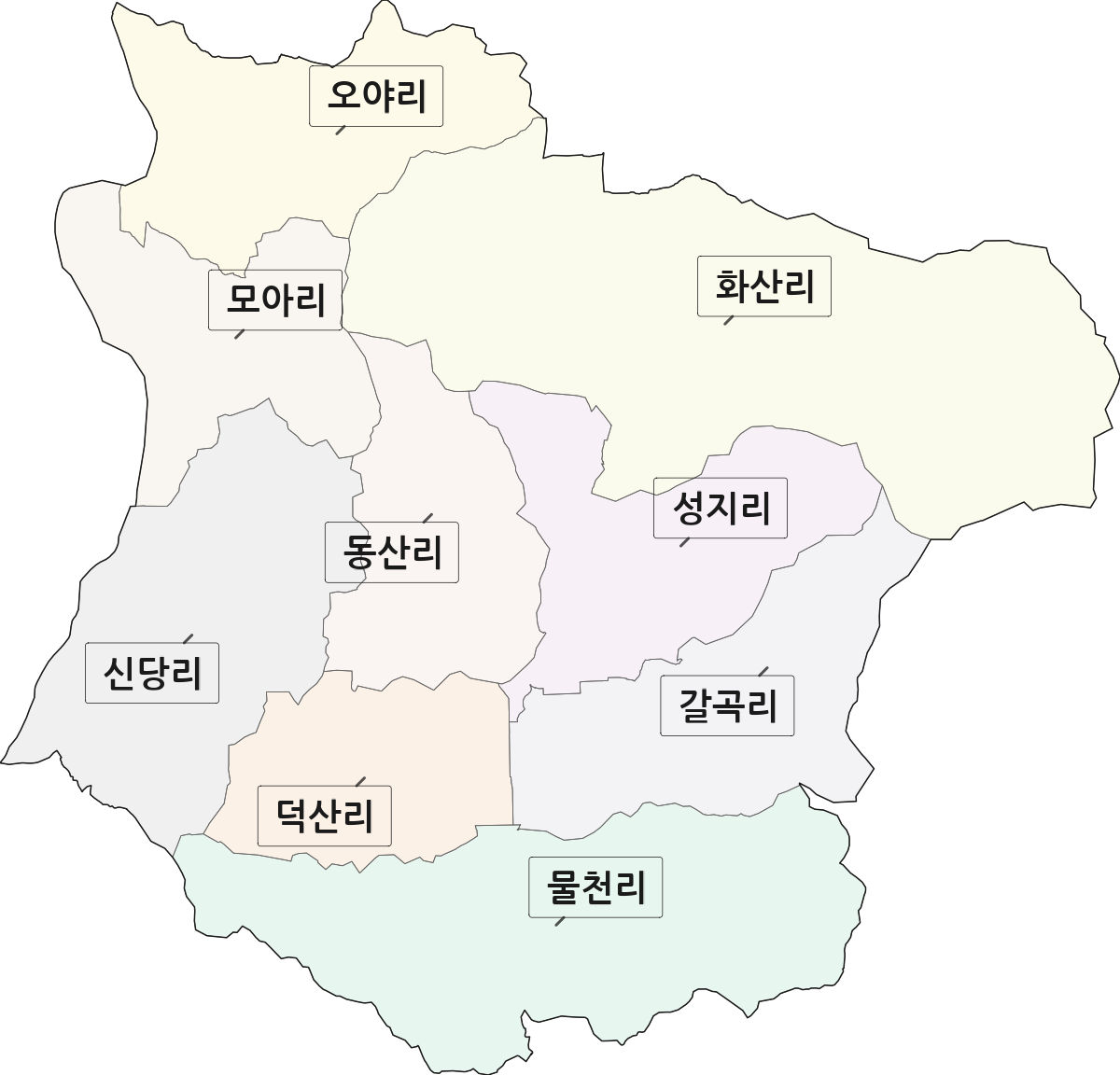 경상북도 경주시 천북면 법정동 리 구분 행정구역 경계 지도