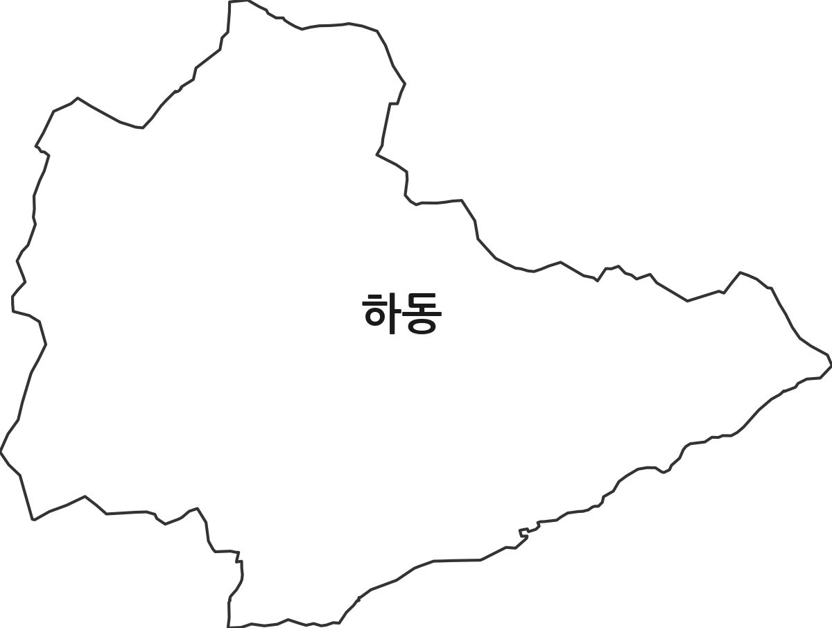 경상북도 경주시 하동 법정동 행정구역 경계 지도