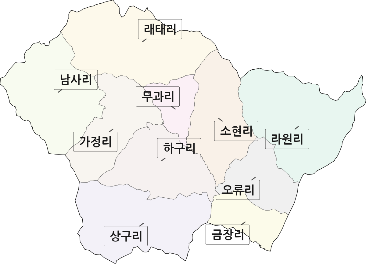 경상북도 경주시 현곡면 법정동 리 구분 행정구역 경계 지도