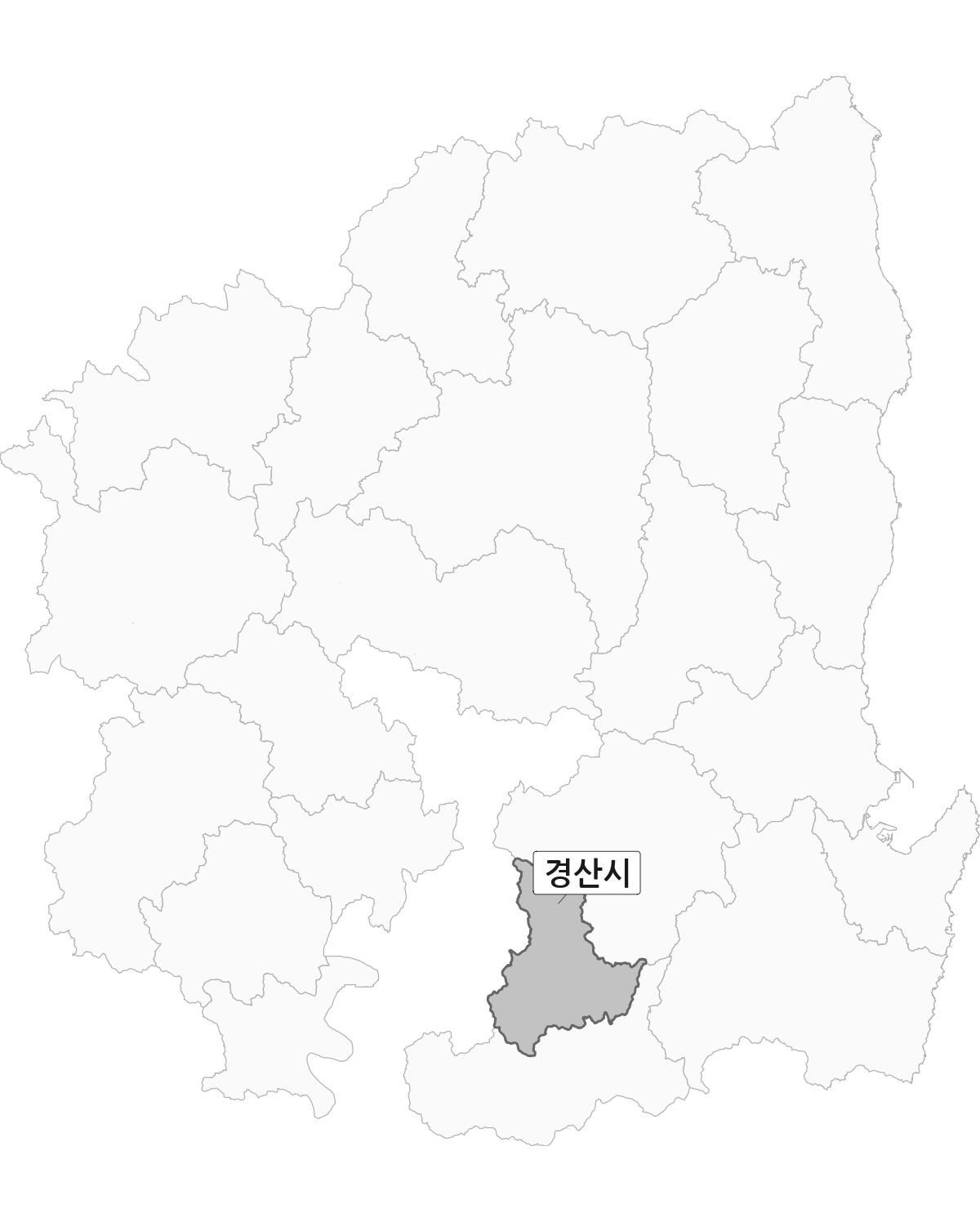 경상북도 범위 내 경산시 행정구역 경계 지도 울릉군 제외 버전