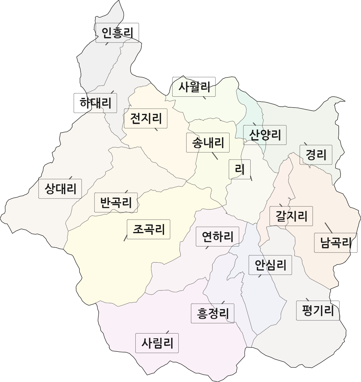 경상북도 경산시 남산면 법정동 리 구분 행정구역 경계 지도
