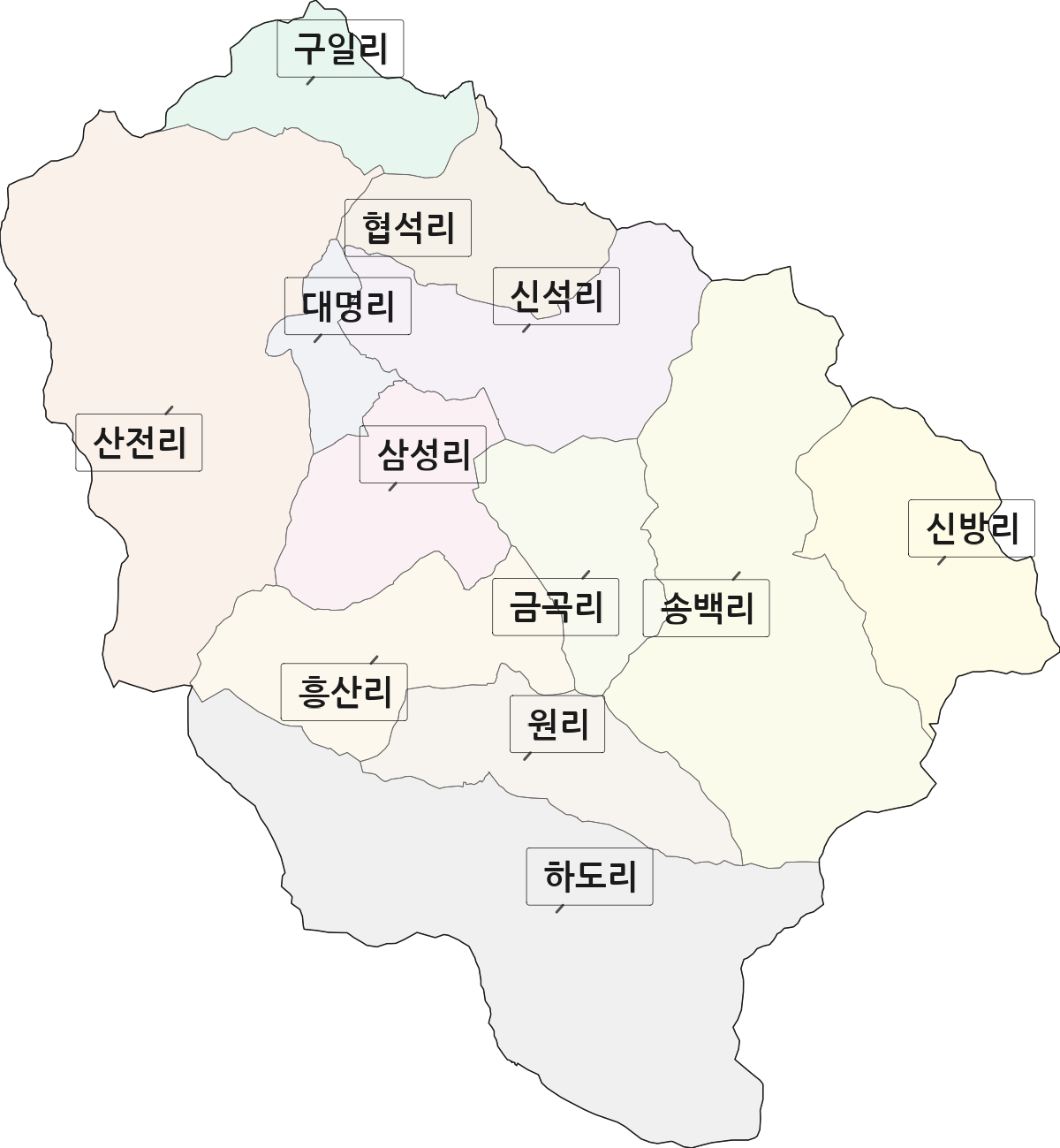 경상북도 경산시 남천면 법정동 리 구분 행정구역 경계 지도