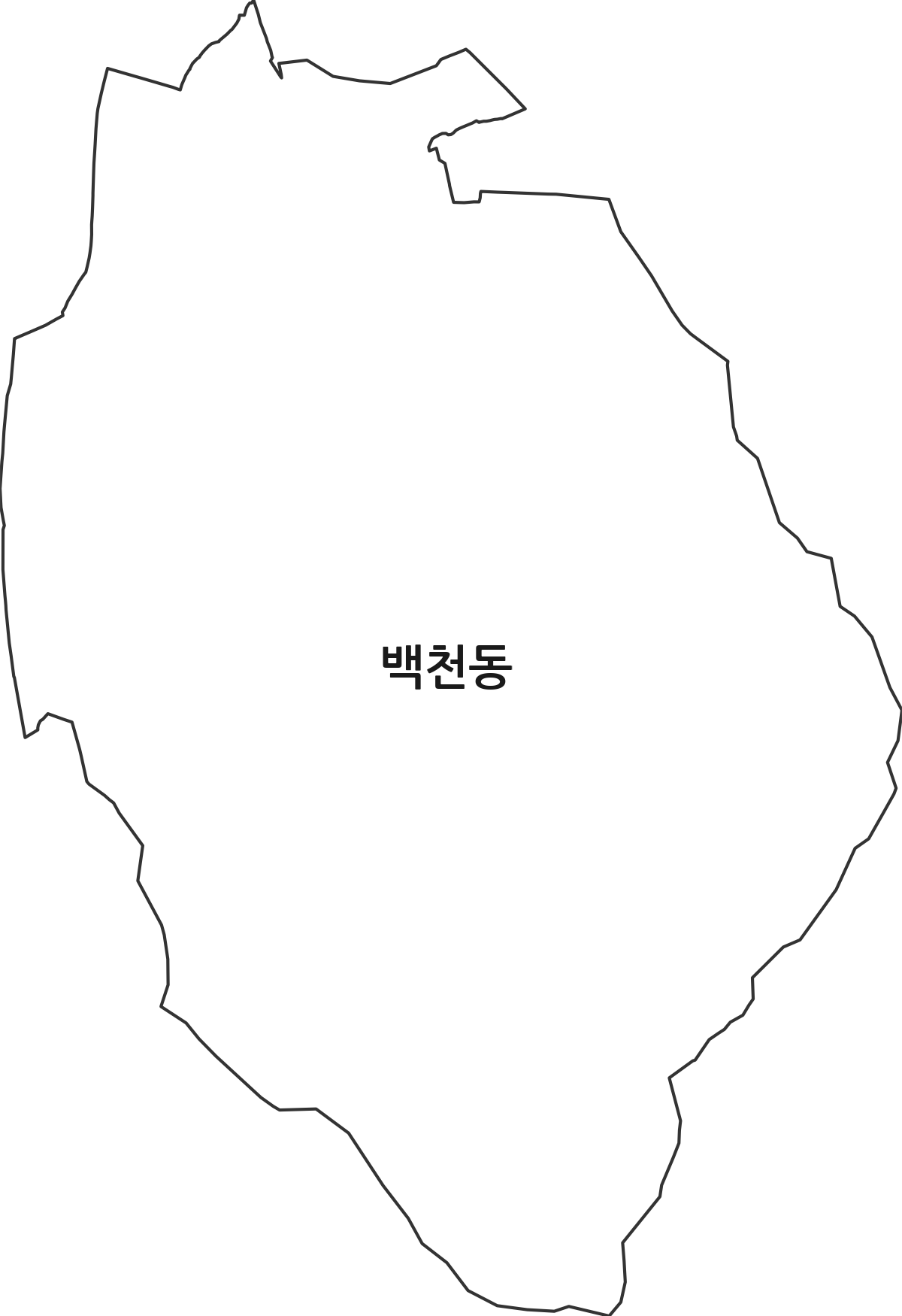 경상북도 경산시 백천동 법정동 행정구역 경계 지도