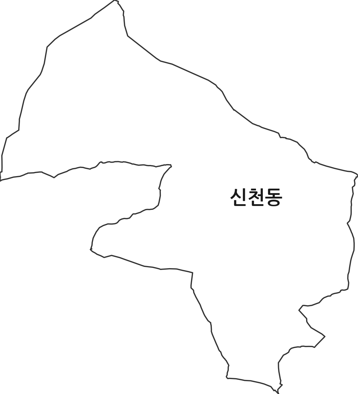 경상북도 경산시 신천동 법정동 행정구역 경계 지도