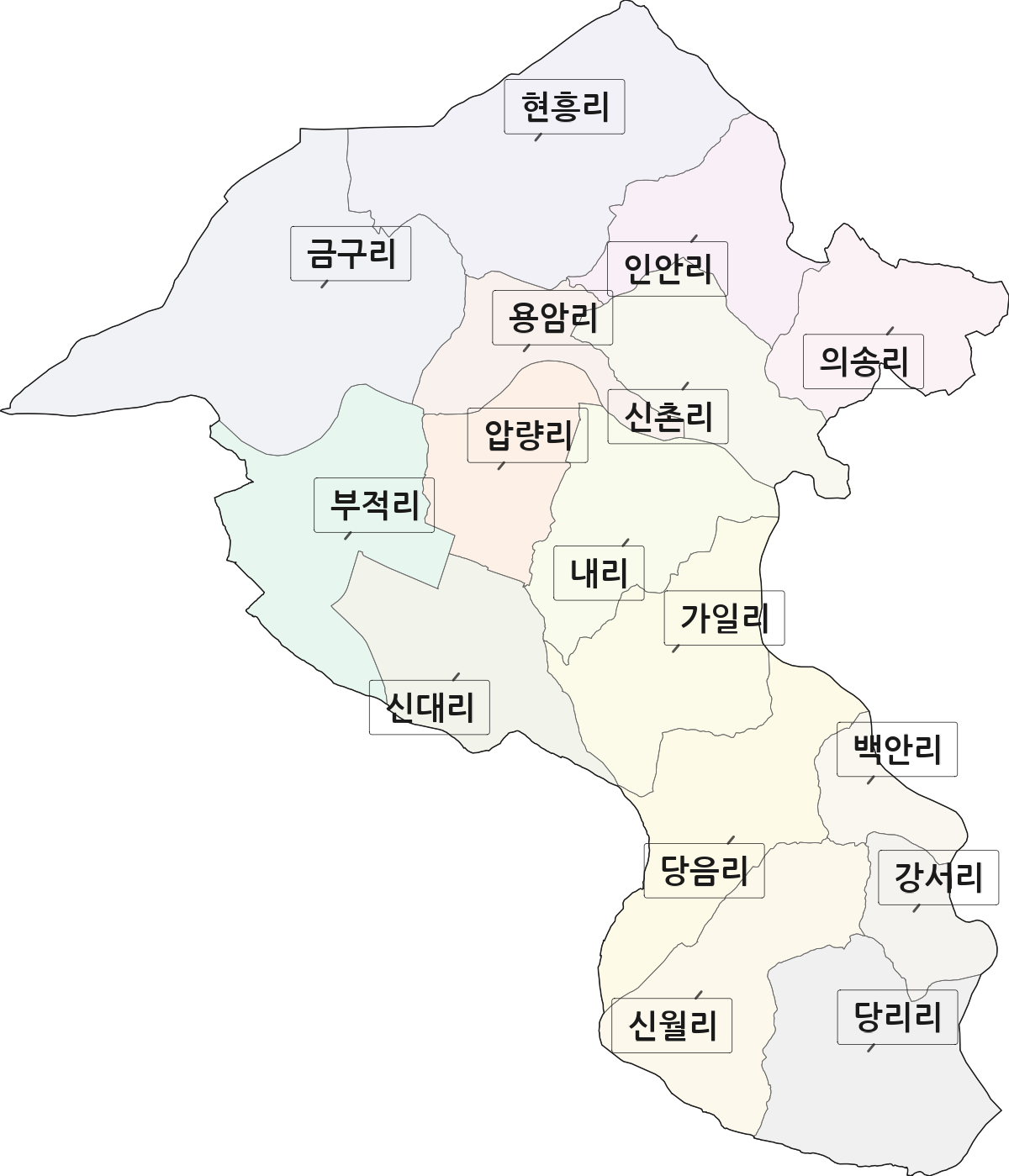 경상북도 경산시 압량읍 법정동 리 구분 행정구역 경계 지도