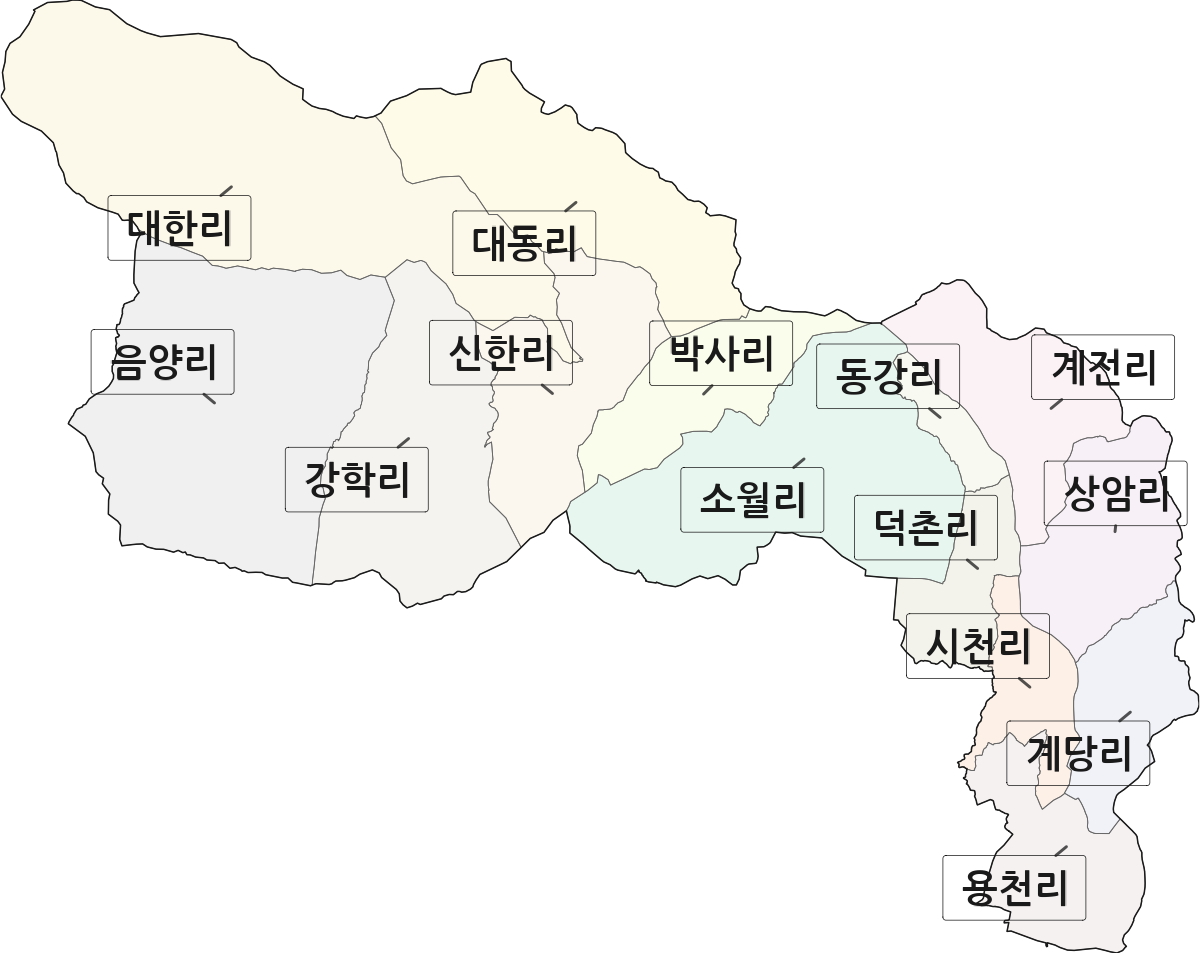 경상북도 경산시 와촌면 법정동 리 구분 행정구역 경계 지도