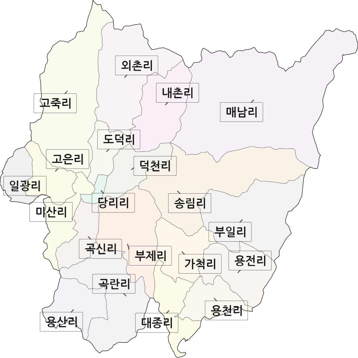 경상북도 경산시 용성면 법정동 리 구분 행정구역 경계 지도