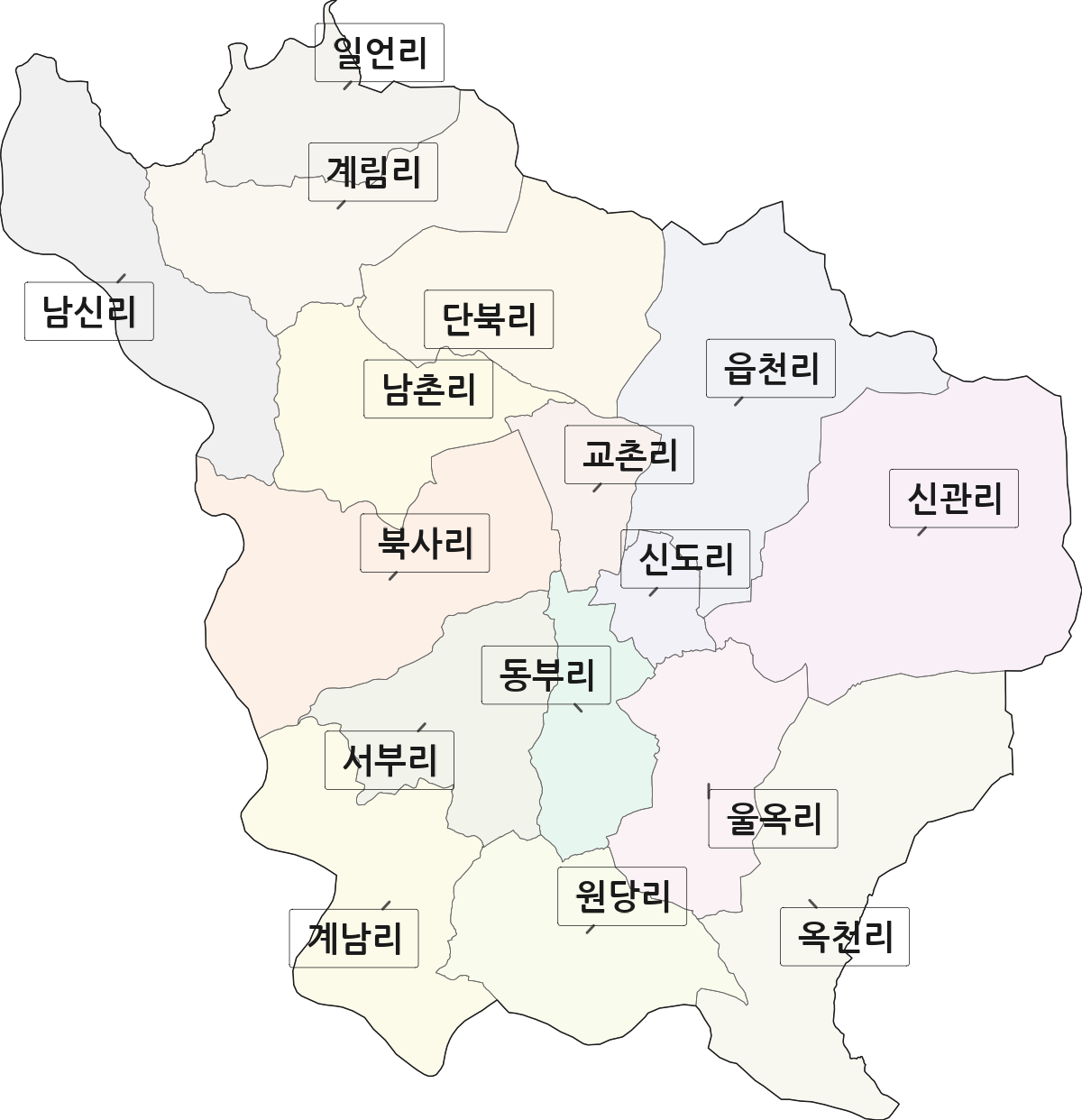 경상북도 경산시 자인면 법정동 리 구분 행정구역 경계 지도