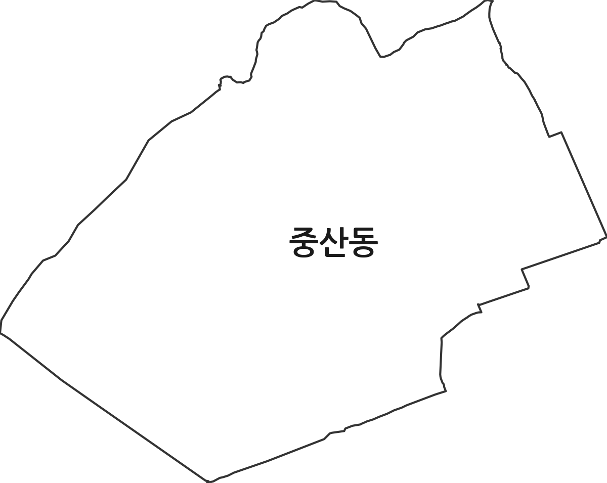 경상북도 경산시 중산동 법정동 행정구역 경계 지도
