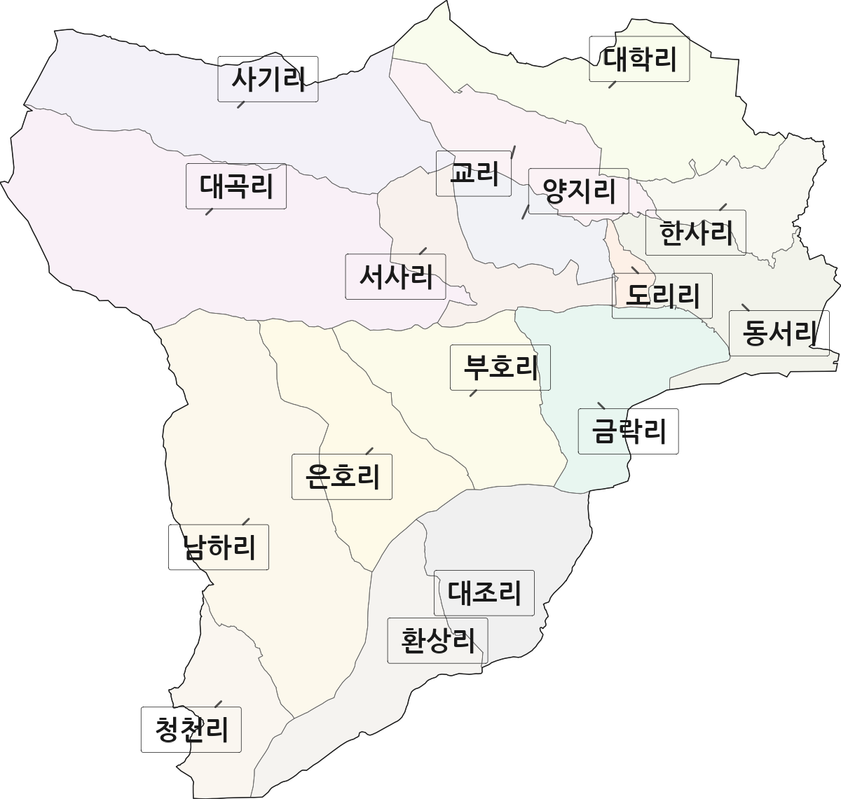 경상북도 경산시 하양읍 법정동 리 구분 행정구역 경계 지도