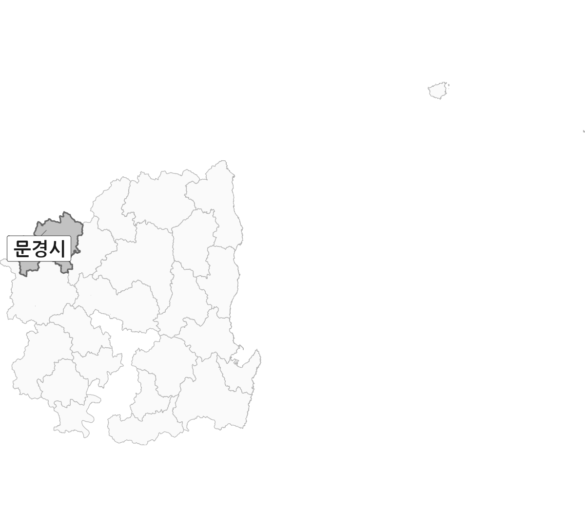 경상북도 범위 내 문경시 행정구역 경계 지도