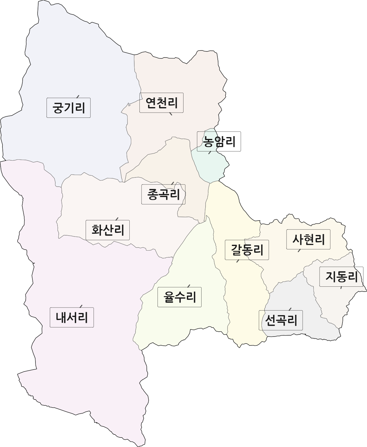 경상북도 문경시 농암면 법정동 리 구분 행정구역 경계 지도