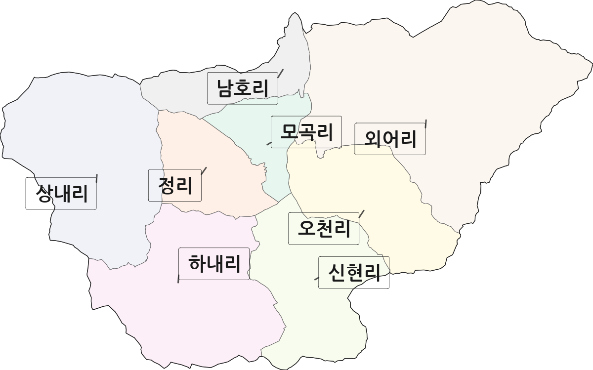 경상북도 문경시 마성면 법정동 리 구분 행정구역 경계 지도