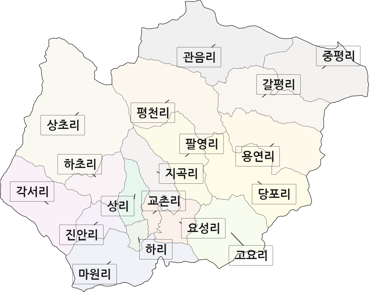경상북도 문경시 문경읍 법정동 리 구분 행정구역 경계 지도