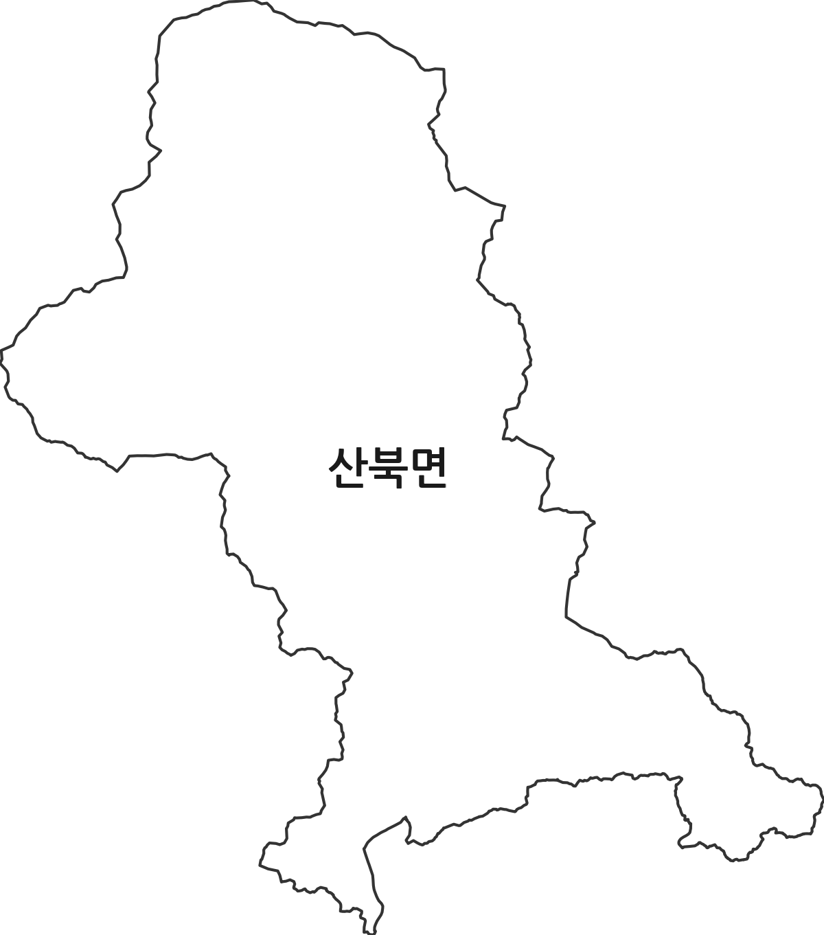 경상북도 문경시 산북면 법정동 행정구역 경계 지도