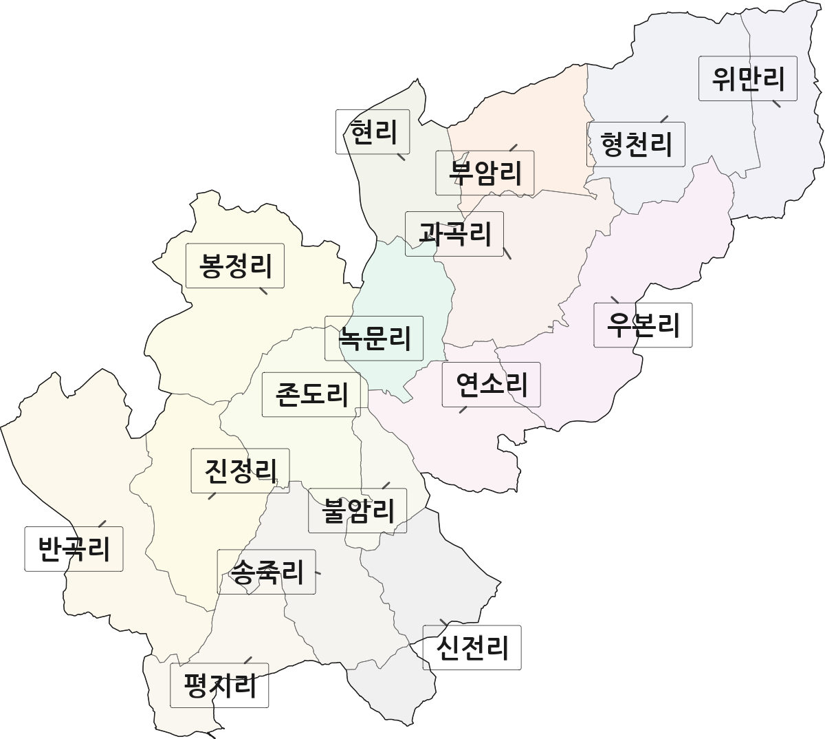 경상북도 문경시 산양면 법정동 리 구분 행정구역 경계 지도