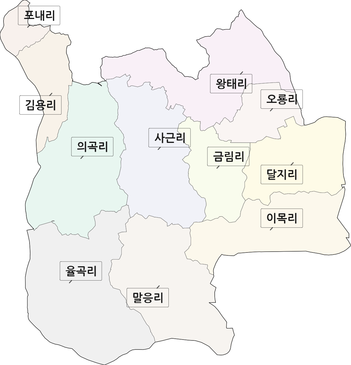 경상북도 문경시 영순면 법정동 리 구분 행정구역 경계 지도