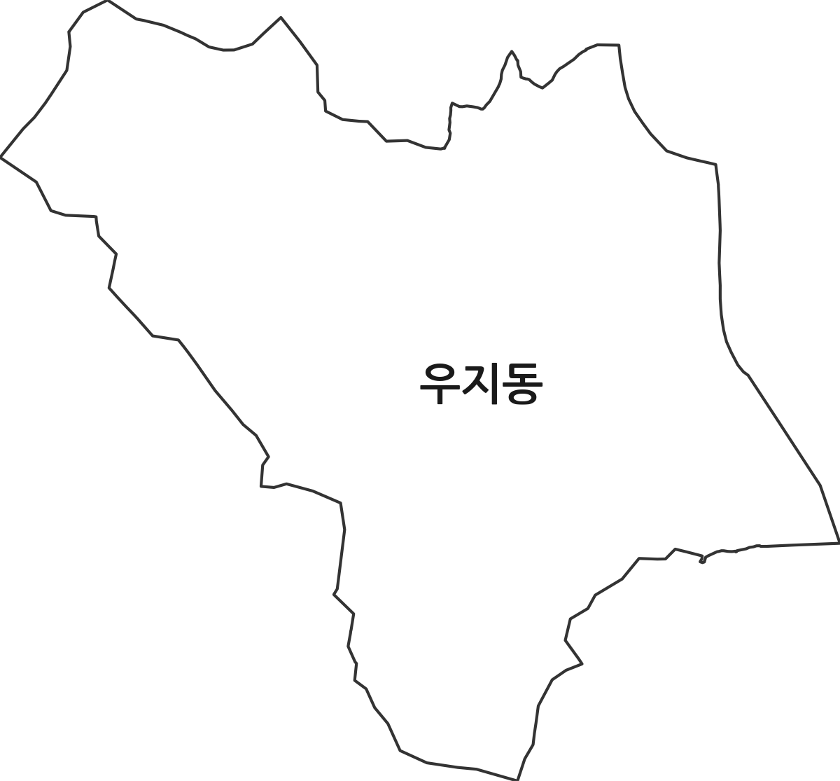 경상북도 문경시 우지동 법정동 행정구역 경계 지도