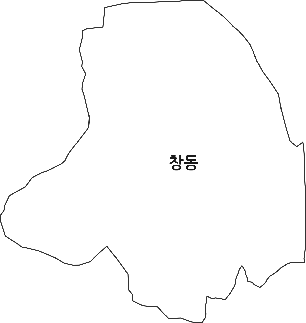 경상북도 문경시 창동 법정동 행정구역 경계 지도