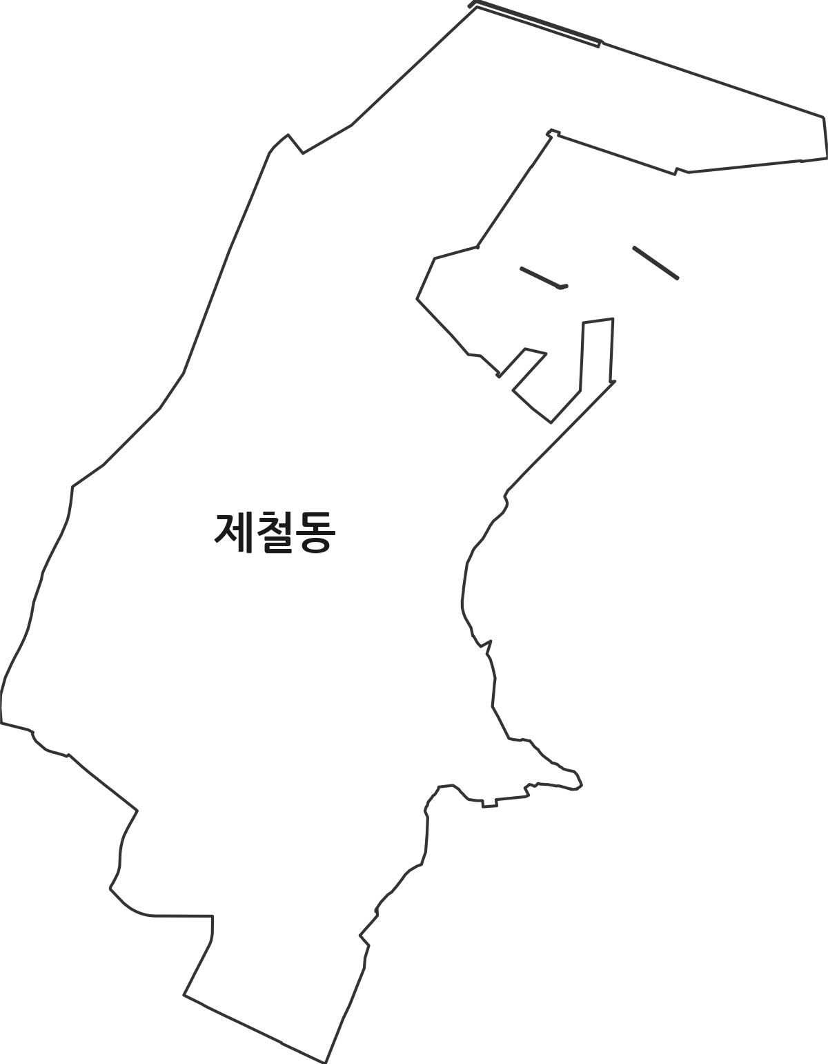 경상북도 포항시 남구 제철동 행정동 행정구역 경계 지도