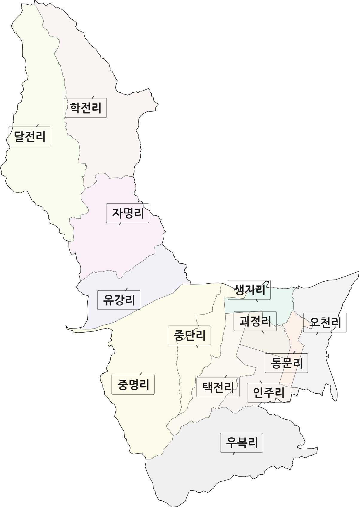 경상북도 포항시 남구 연일읍 법정동 리 구분 행정구역 경계 지도