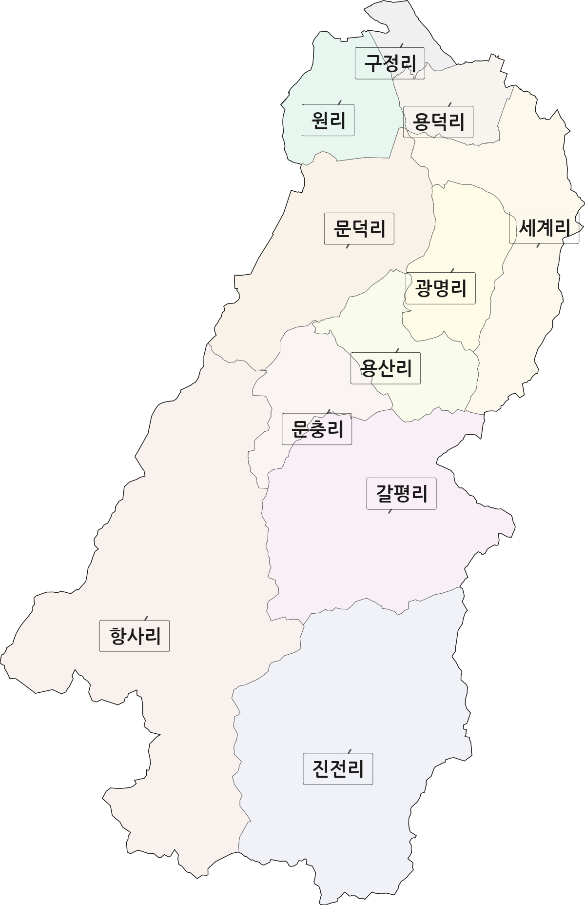 경상북도 포항시 남구 오천읍 법정동 리 구분 행정구역 경계 지도