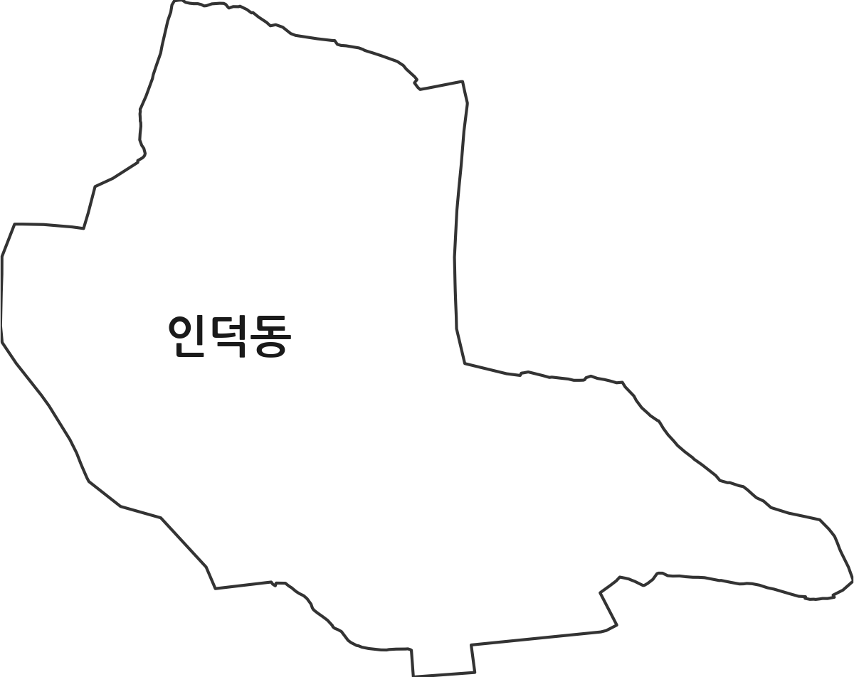 경상북도 포항시 남구 인덕동 법정동 행정구역 경계 지도