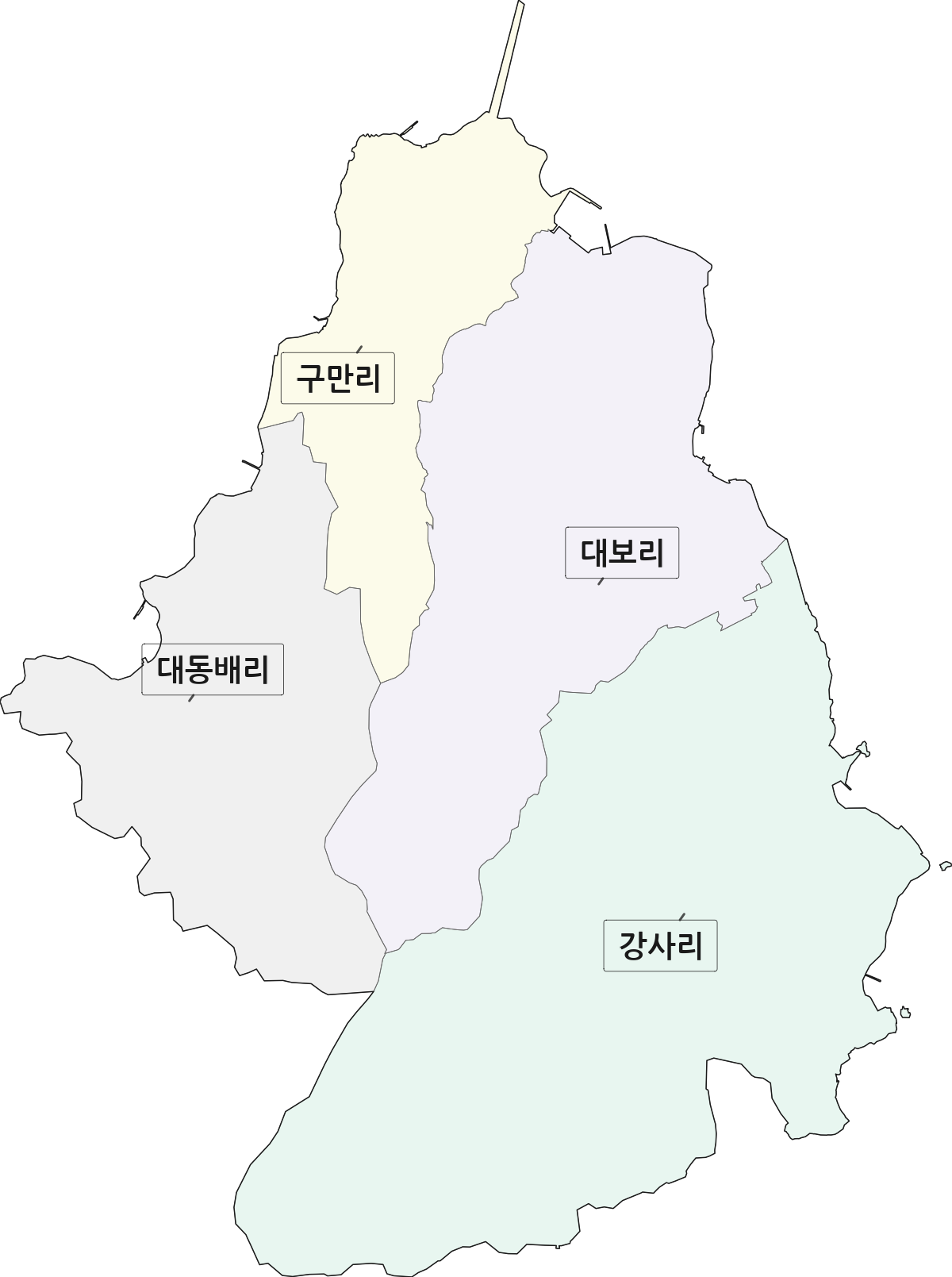 경상북도 포항시 남구 호미곶면 법정동 리 구분 행정구역 경계 지도