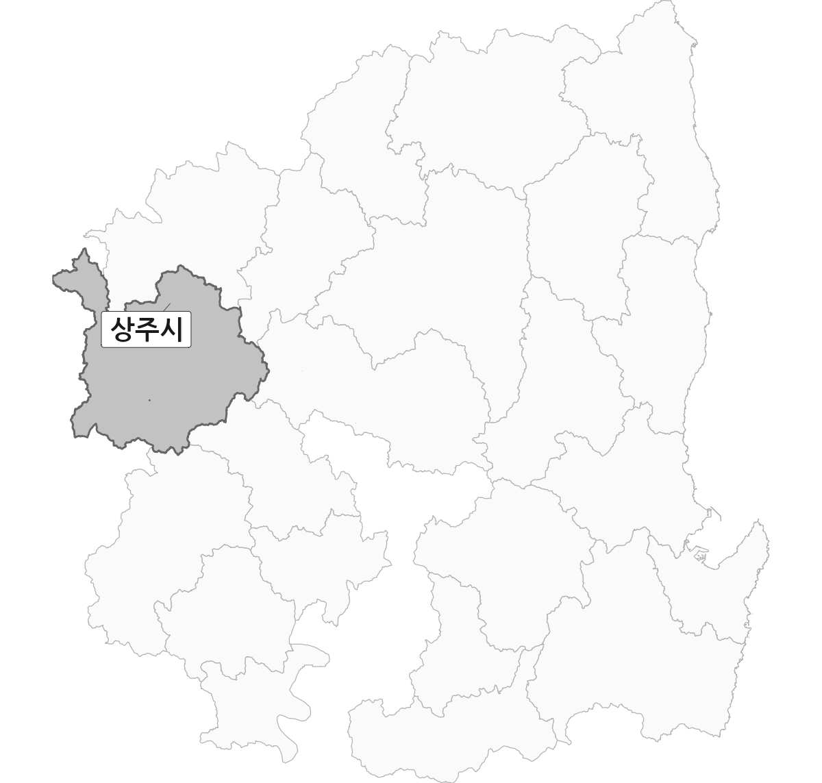경상북도 범위 내 상주시 행정구역 경계 지도 울릉군 제외 버전