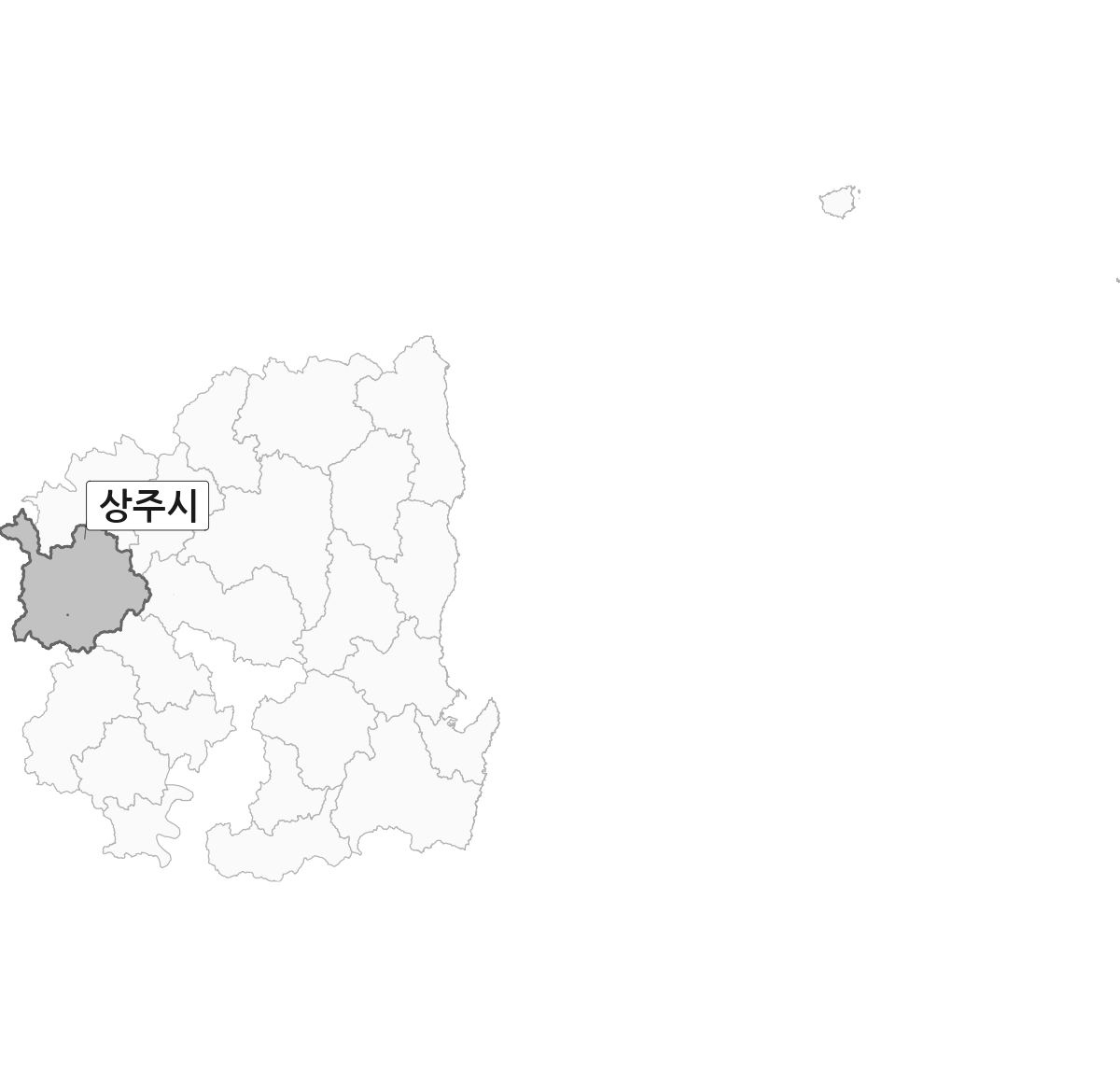 경상북도 범위 내 상주시 행정구역 경계 지도