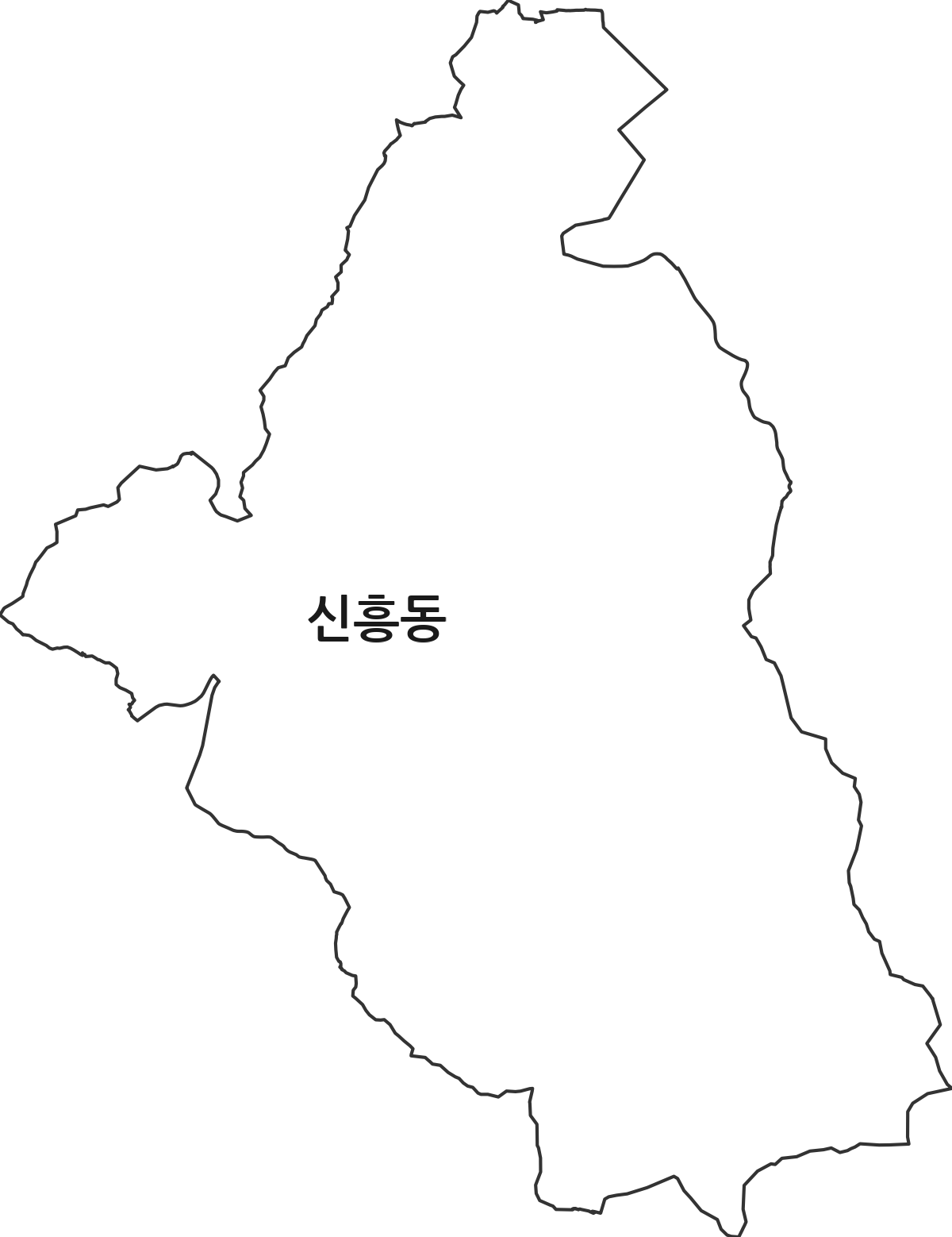 경상북도 상주시 신흥동 행정동 행정구역 경계 지도