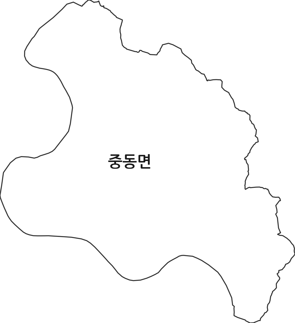 경상북도 상주시 중동면 행정동 행정구역 경계 지도