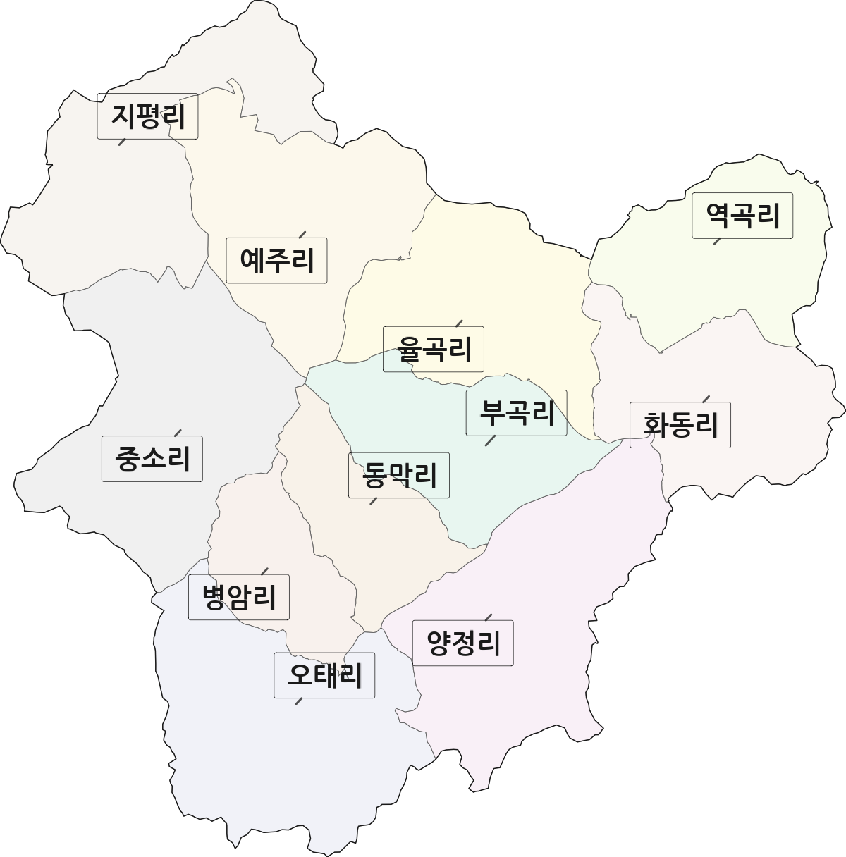 경상북도 상주시 공검면 법정동 리 구분 행정구역 경계 지도