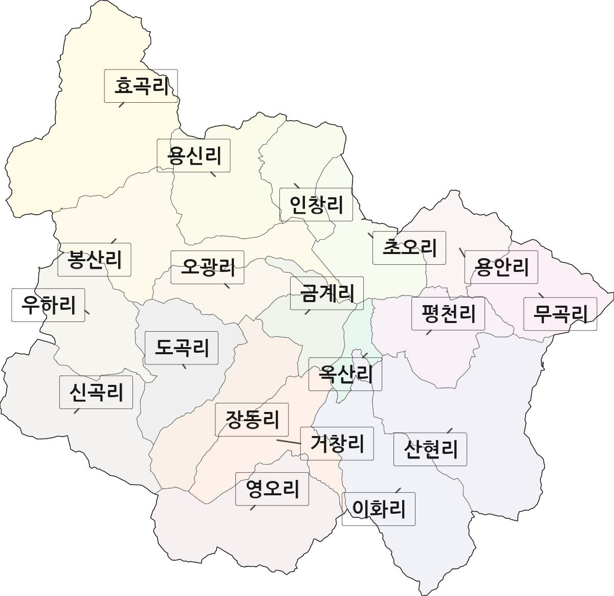 경상북도 상주시 공성면 법정동 리 구분 행정구역 경계 지도