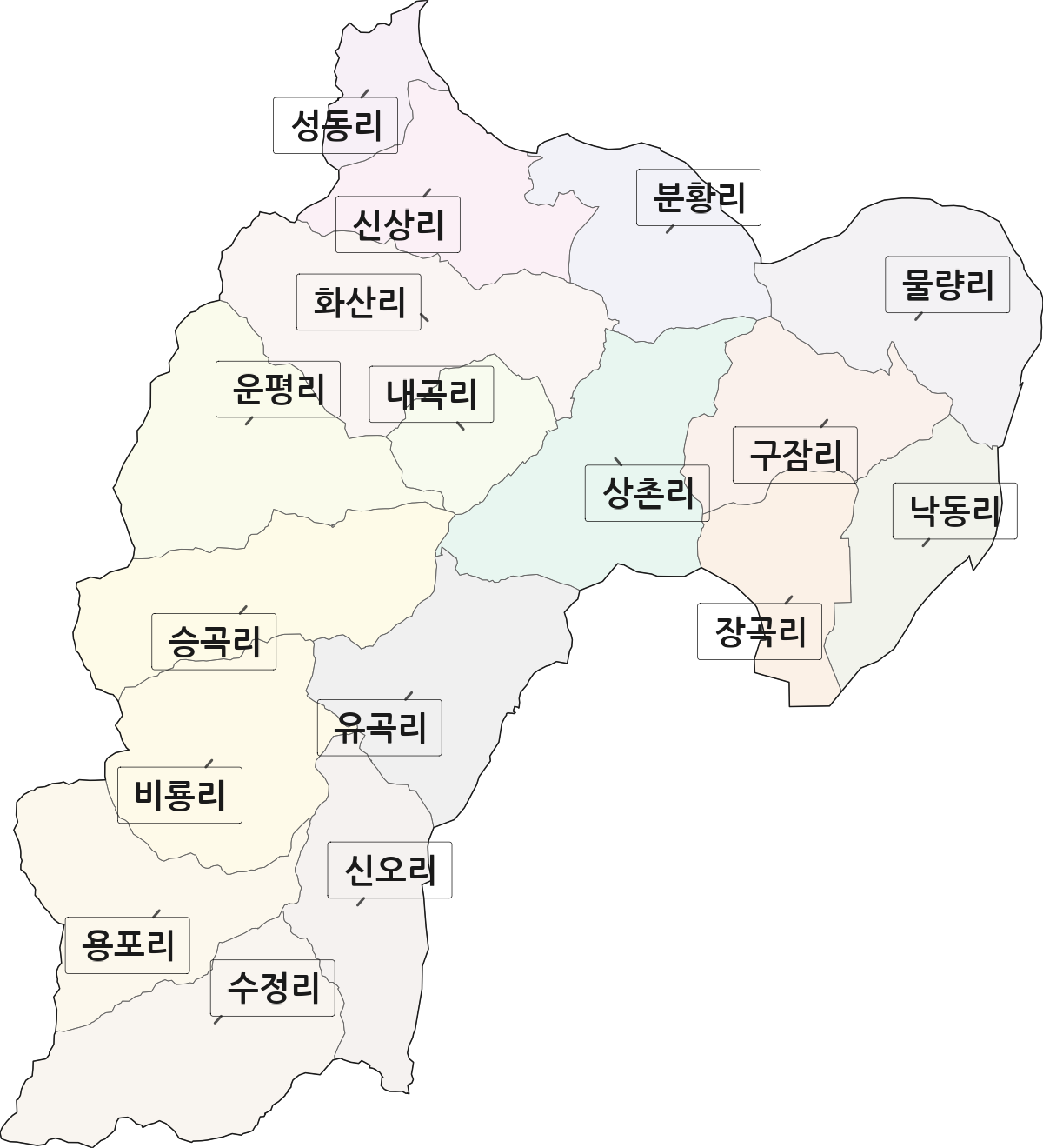 경상북도 상주시 낙동면 법정동 리 구분 행정구역 경계 지도