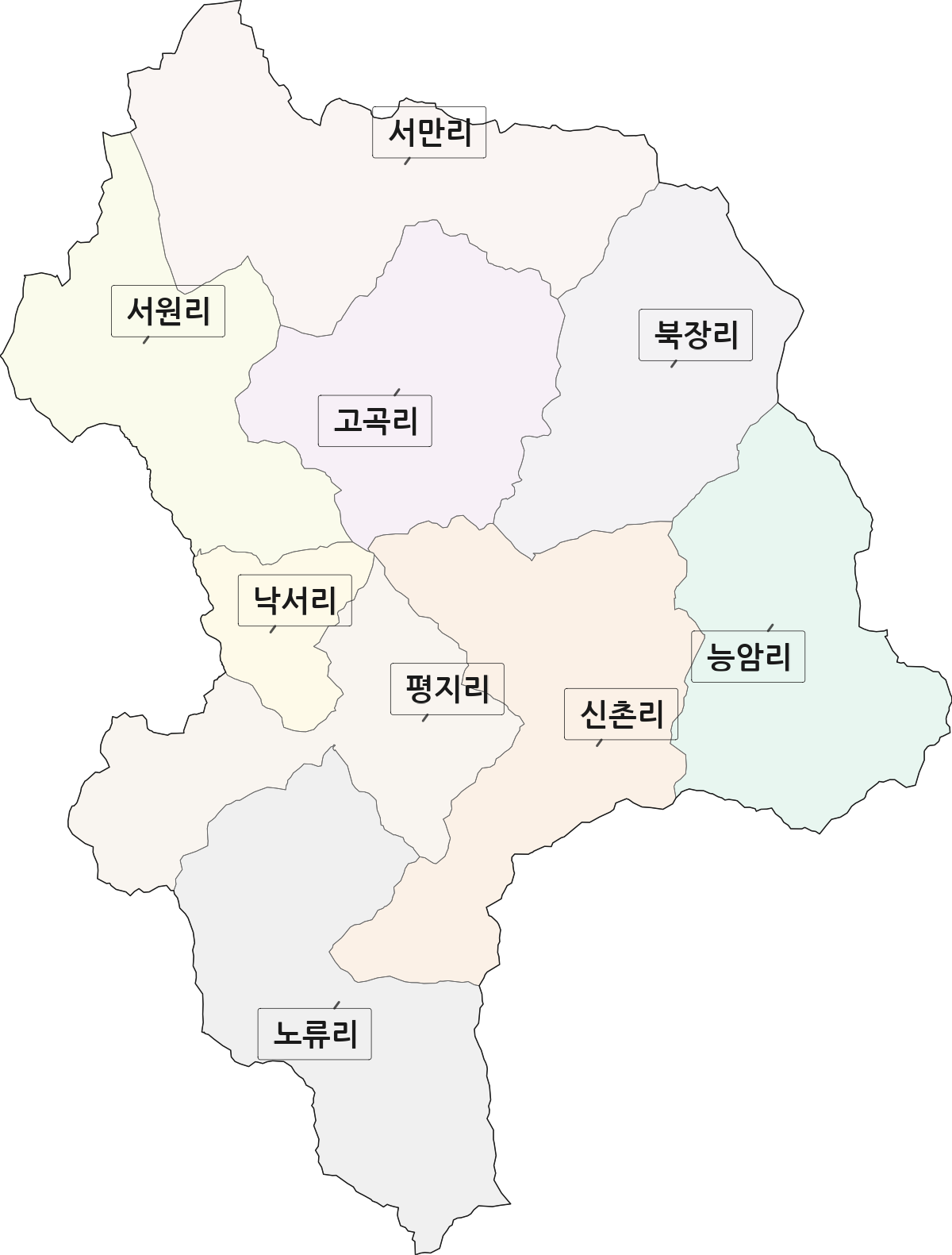 경상북도 상주시 내서면 법정동 리 구분 행정구역 경계 지도