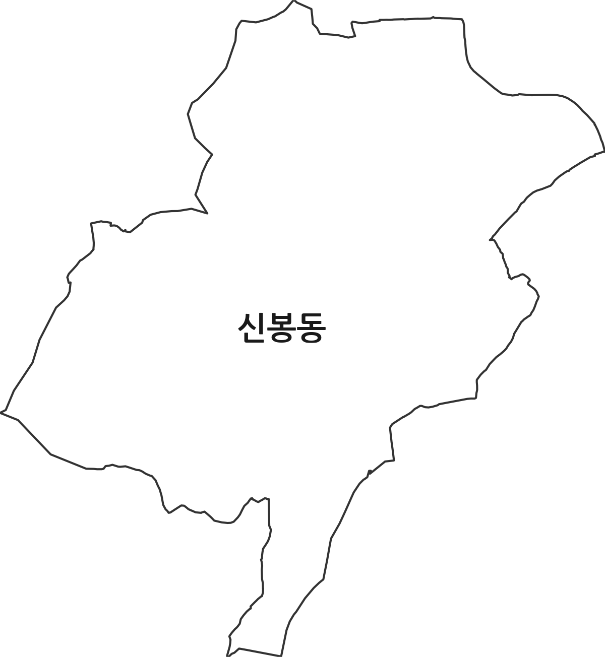 경상북도 상주시 신봉동 법정동 행정구역 경계 지도